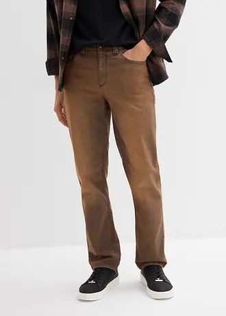 Lehké strečové džíny Classic Fit s pohodlným pasem a vintage sepráním • hnědá terakota • bonprix obchod