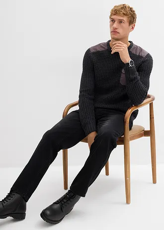 Svetr z hrubé pleteniny, s patkovou kapsou • antracitový melír • bonprix obchod