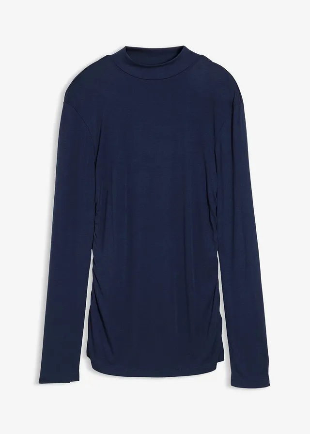 T-shirt côtelé à fronces • bleu foncé • Boutique bonprix