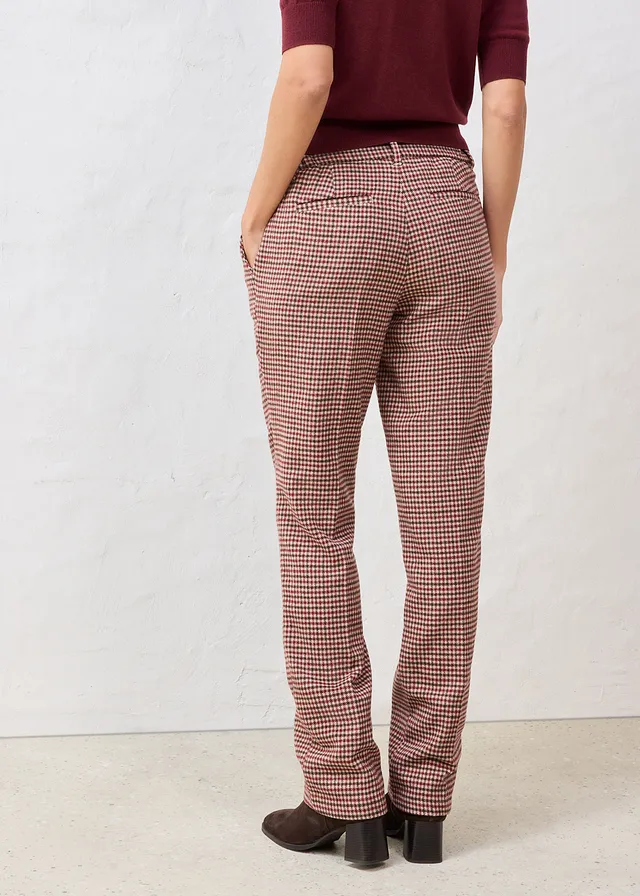 Broek van een zachte wolmix, Kleur: amandelbeige-donkerbruin geruit
