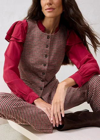 Vesta s podílem vlny • matně velbloudí-tmavě modrá kostkovaná • bonprix obchod