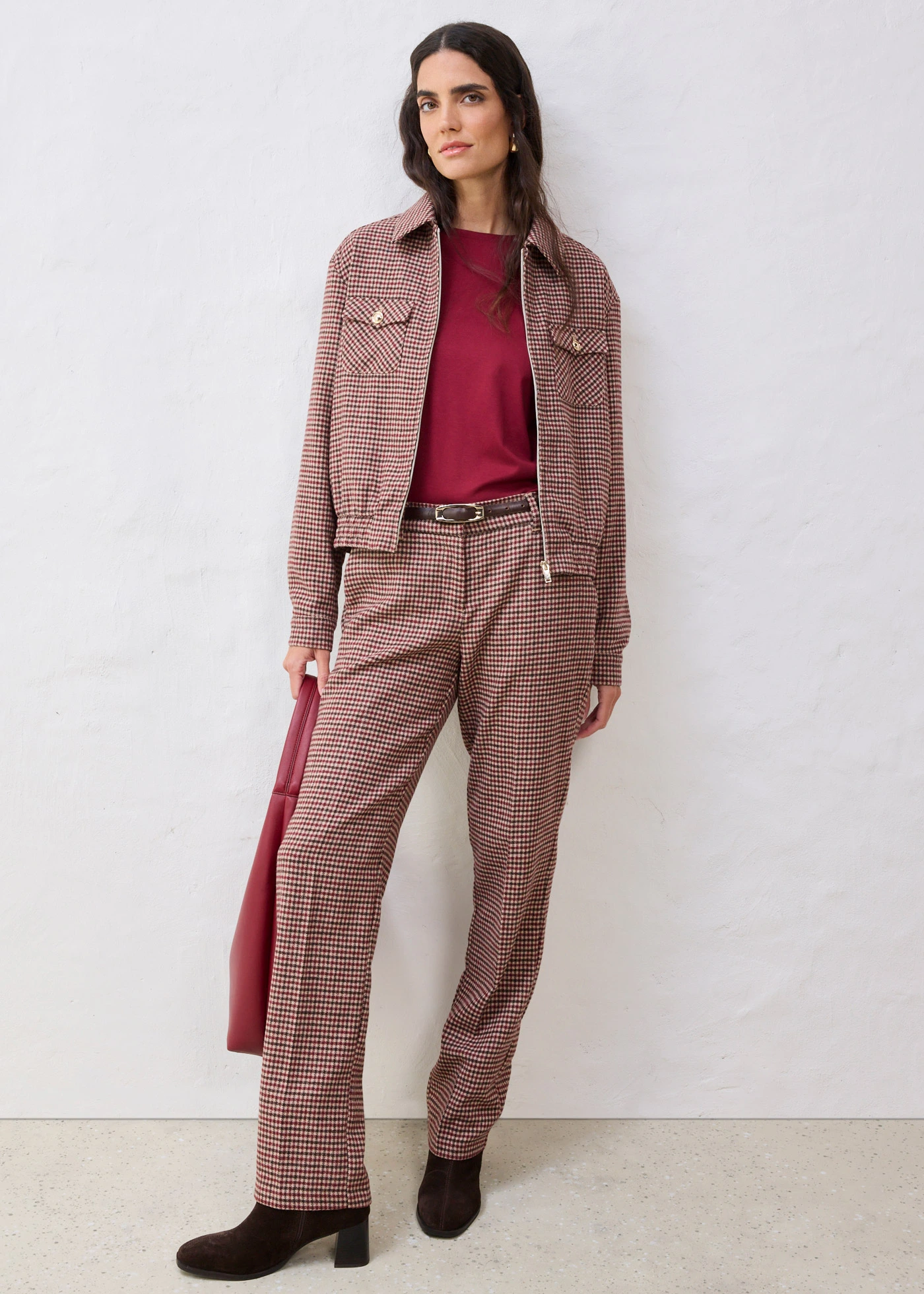 Bluzon z měkké vlněné směsi • matně velbloudí-tmavě modrá kostka • bonprix obchod