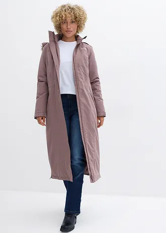 Lange outdoor jas met imitatiebont, waterdicht, Kleur: mat bruin