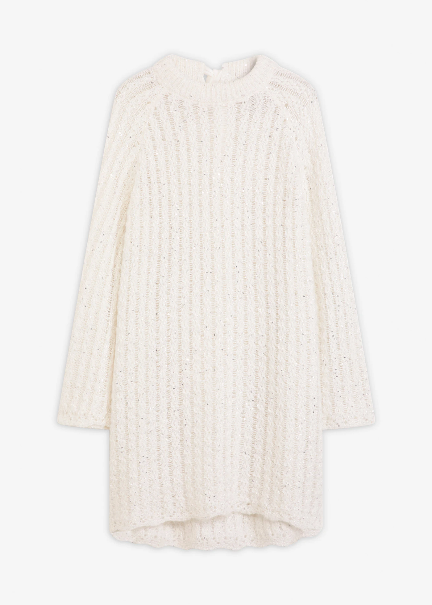 Robe courte en maille à nœud en satin, légèrement transparente • ecru • Boutique bonprix