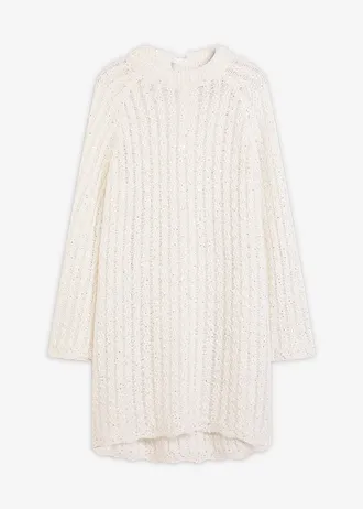 Rochie mini tricotată cu fundiță din satin, ușor transparentă