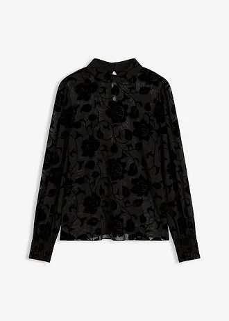 Transparant longsleeve met flockprint