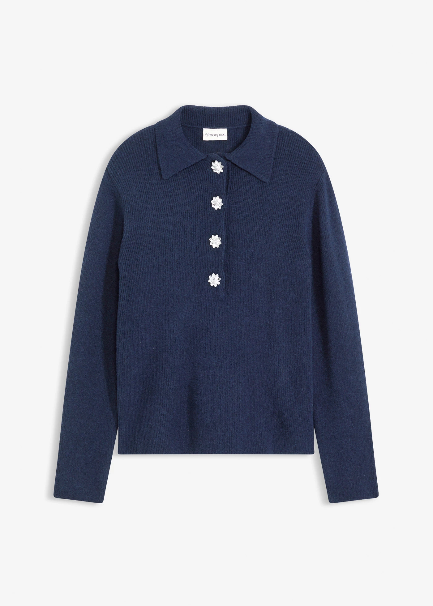 Pull polo avec laine • bleu foncé • Boutique bonprix