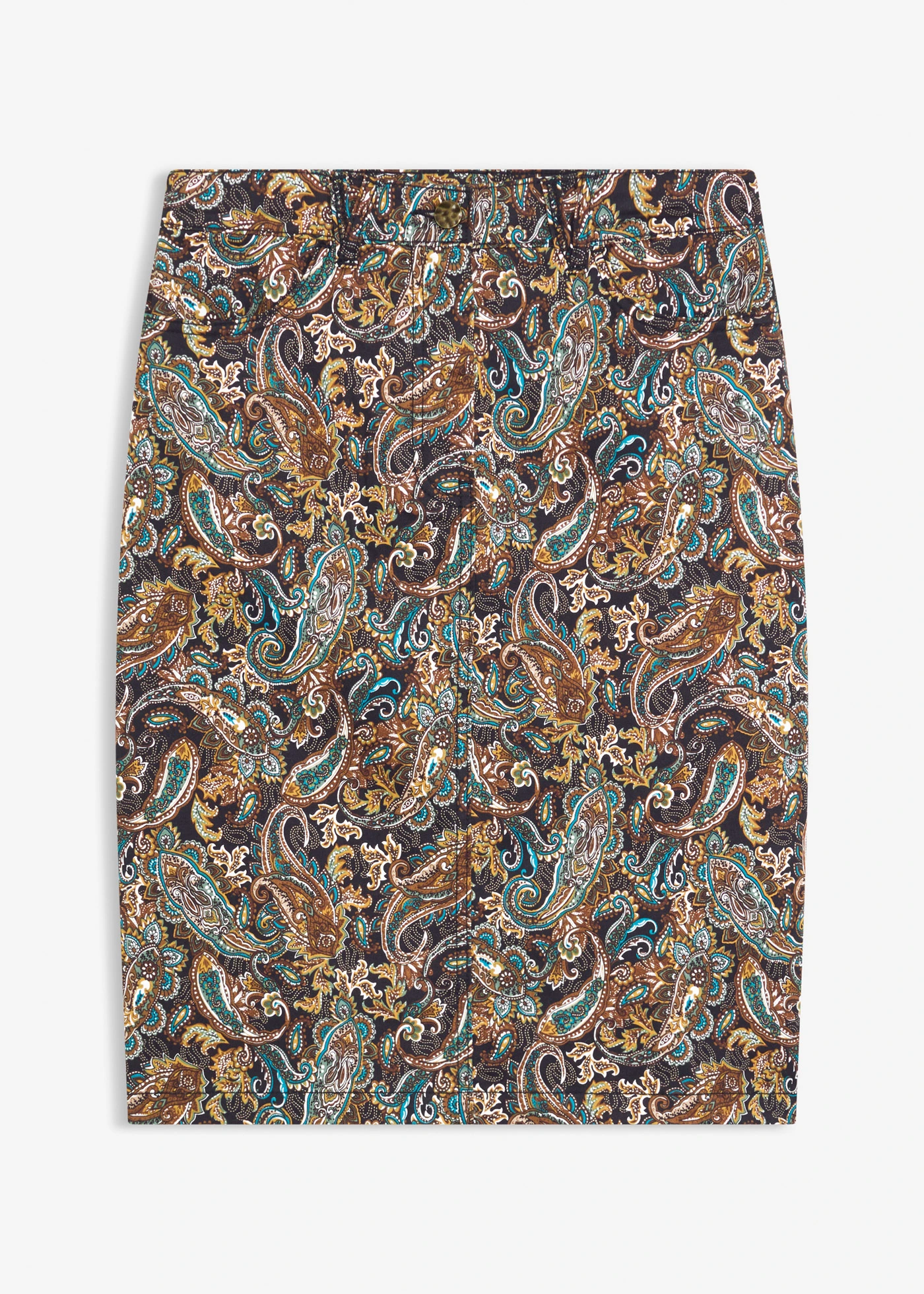 Strečová sukně s bavlnou • černo-béžový kašmírový vzor • bonprix obchod