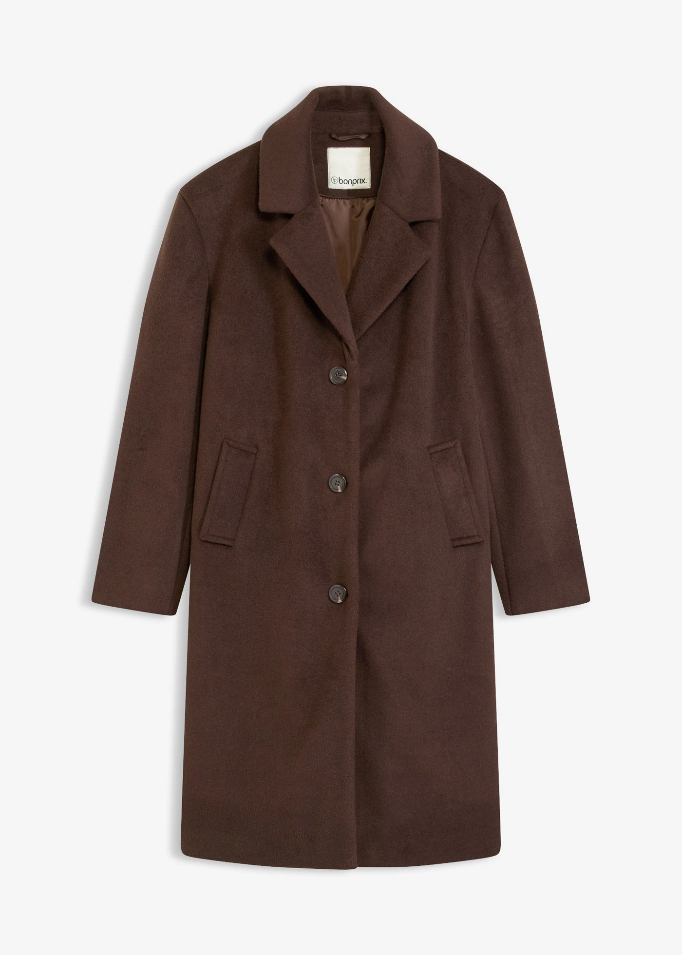 Krátký kabát ve vlněném vzhledu • tmavě hnědá • bonprix obchod