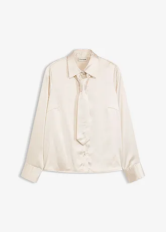 Satijnen blouse met een afneembare das