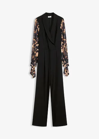 Žerzejový overal s rukávky ze síťoviny, barva: černá