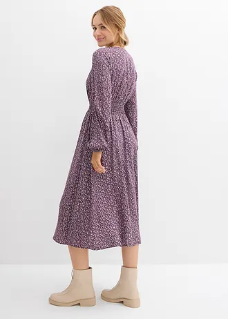 Midi šaty ze splývavé viskózy • vínová s potiskem • bonprix obchod