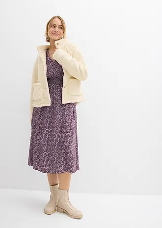 Midi šaty ze splývavé viskózy • vínová s potiskem • bonprix obchod