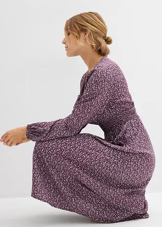 Midi šaty ze splývavé viskózy • vínová s potiskem • bonprix obchod