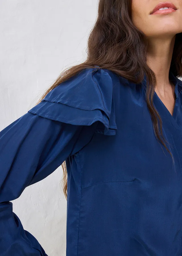 Blouse met zijde • donkerblauw • product-page.page-title-suffix