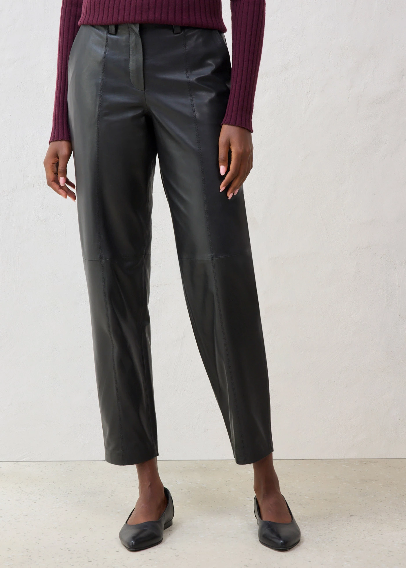 Kožené kalhoty z nappa jehnětiny • černá • bonprix obchod