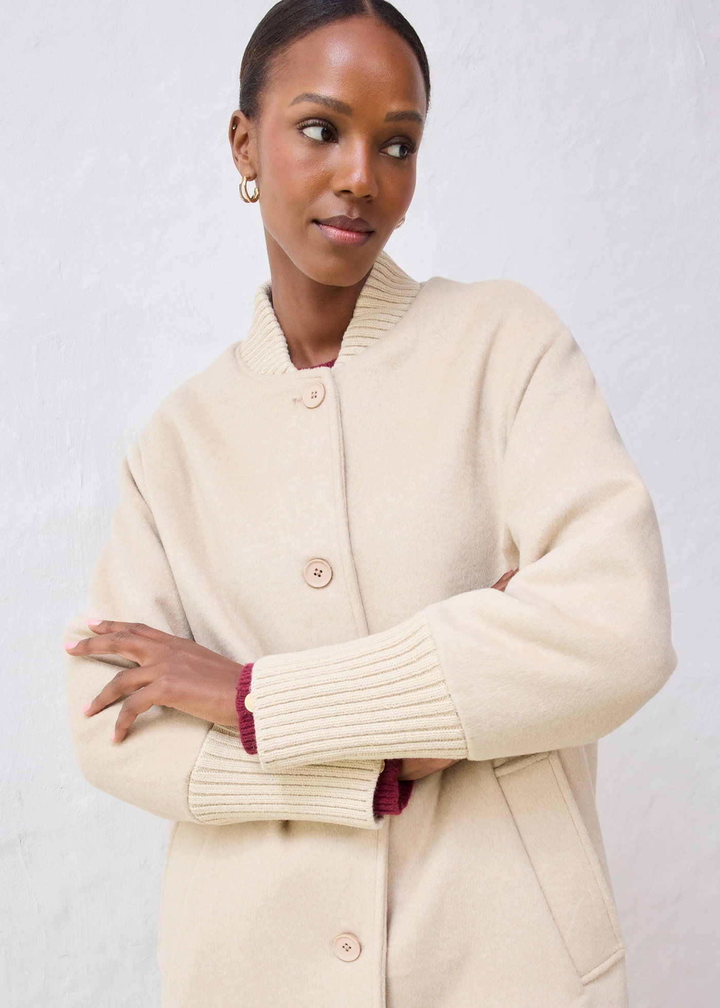 Gyapjú kabát kötött betéttel • világos homok • bonprix áruház