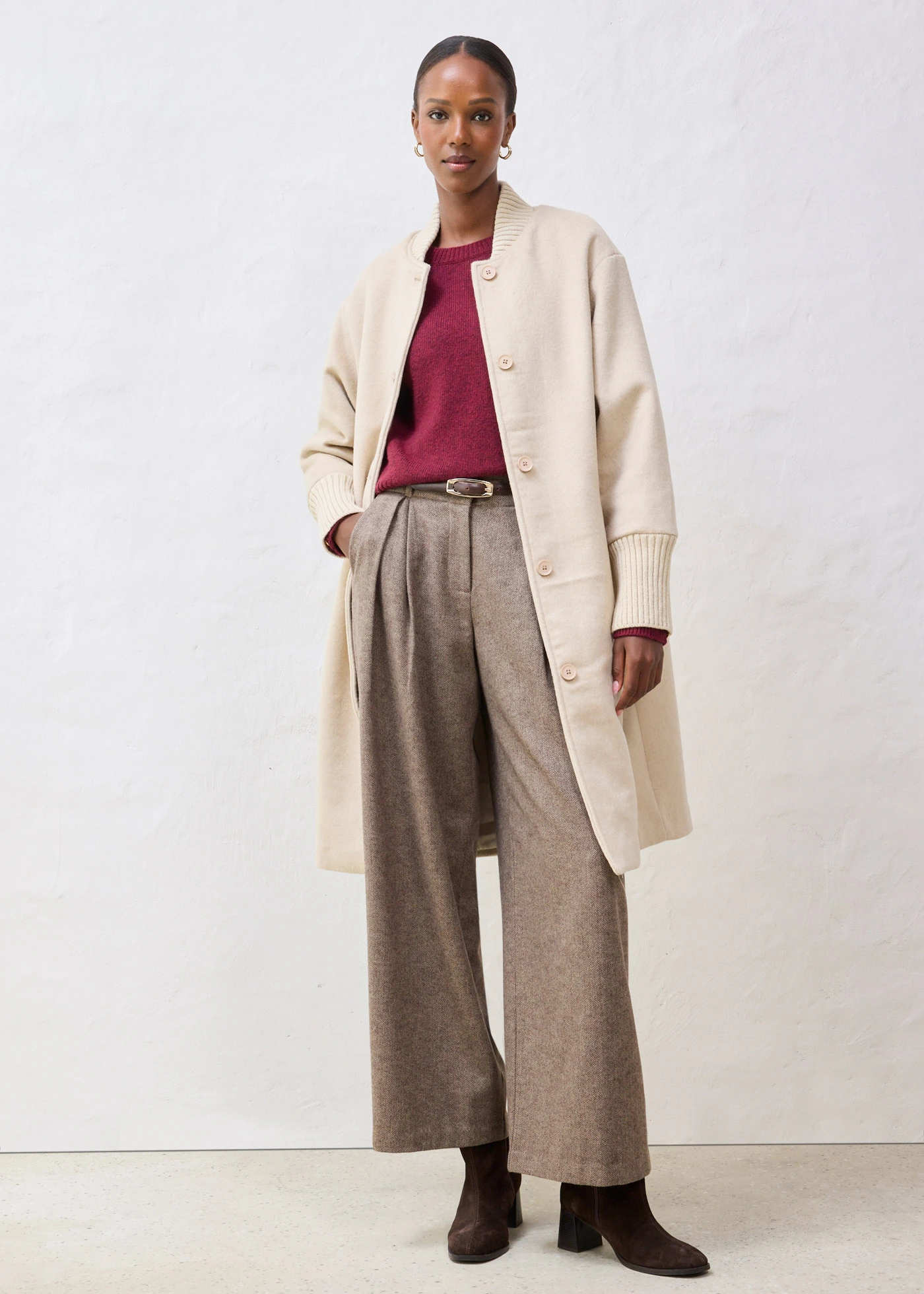 Gyapjú kabát kötött betéttel • világos homok • bonprix áruház