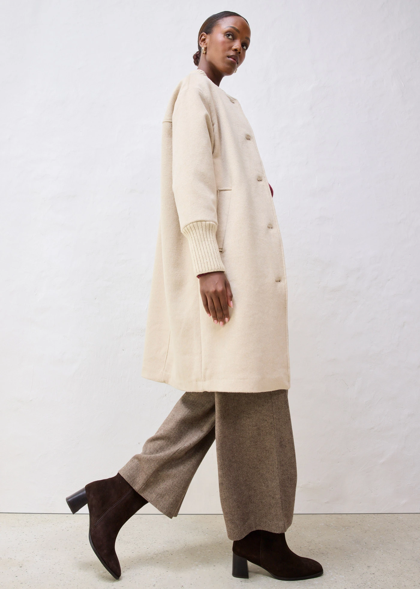 Gyapjú kabát kötött betéttel • világos homok • bonprix áruház