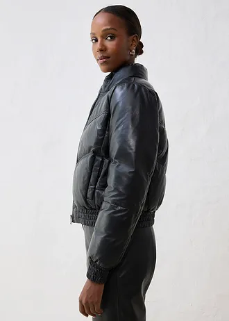 Kožená prošívaná bunda z nappa jehnětiny • černá • bonprix obchod