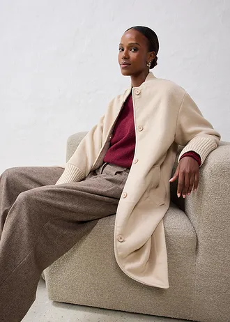 Gyapjú kabát kötött betéttel • világos homok • bonprix áruház