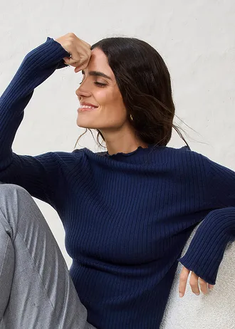 Svetr z velmi jemné merino vlny • tmavě modrá • bonprix obchod