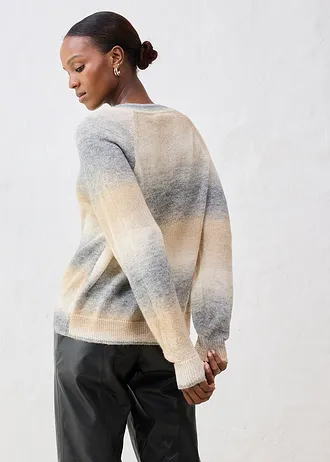 Pull en laine mélangée avec fil lurex • beige naturel-gris chiné imprimé • Boutique bonprix