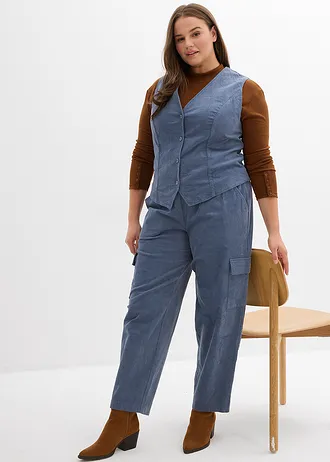 Manšestrová vesta • kouřově modrá plus size • bonprix obchod