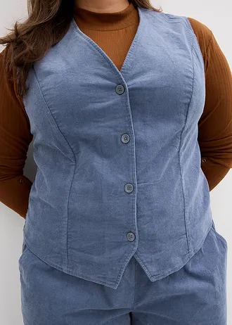 Manšestrová vesta • kouřově modrá plus size • bonprix obchod