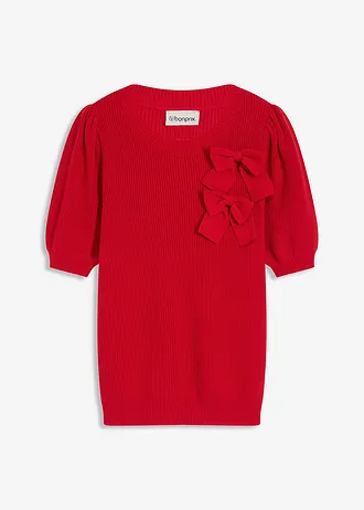 Trui met strikapplicatie, Kleur: salsarood