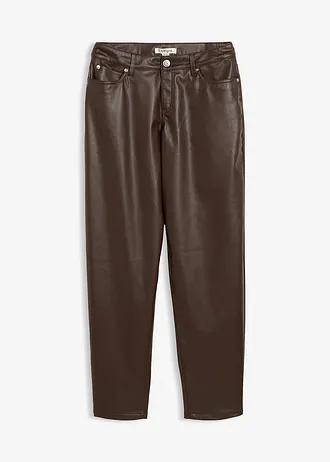 Pantalon barrel enduit, taille mi-haute