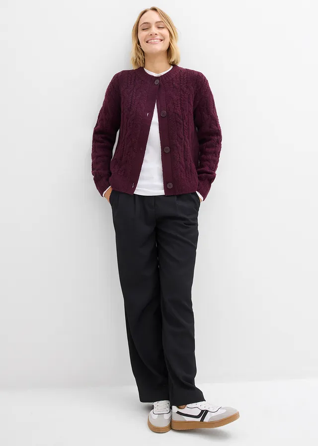 Gilet en grosse maille bordeaux