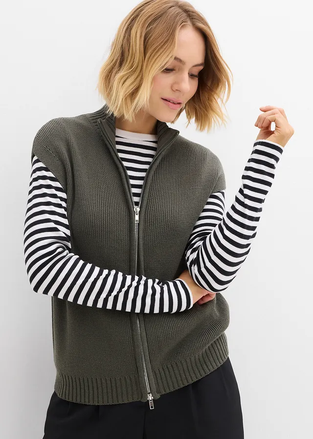 Gilet sans manches en maille, Couleur: anthracite
