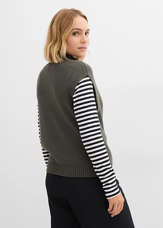 Mouwloos vest, Kleur: donkerolijfgroen