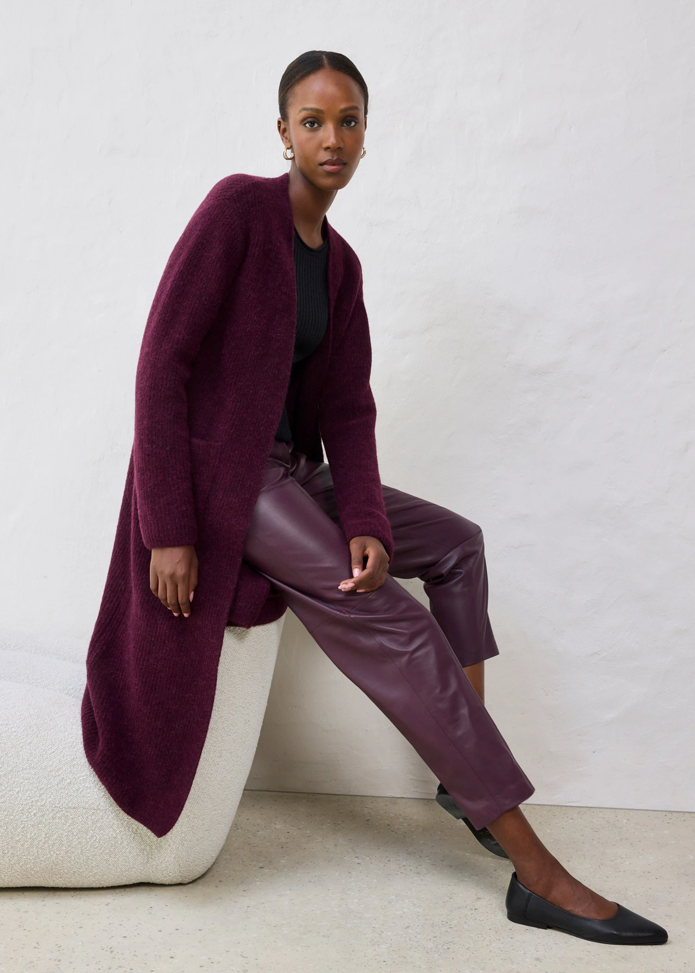 Kožené kalhoty z nappa jehnětiny • vínová • bonprix obchod