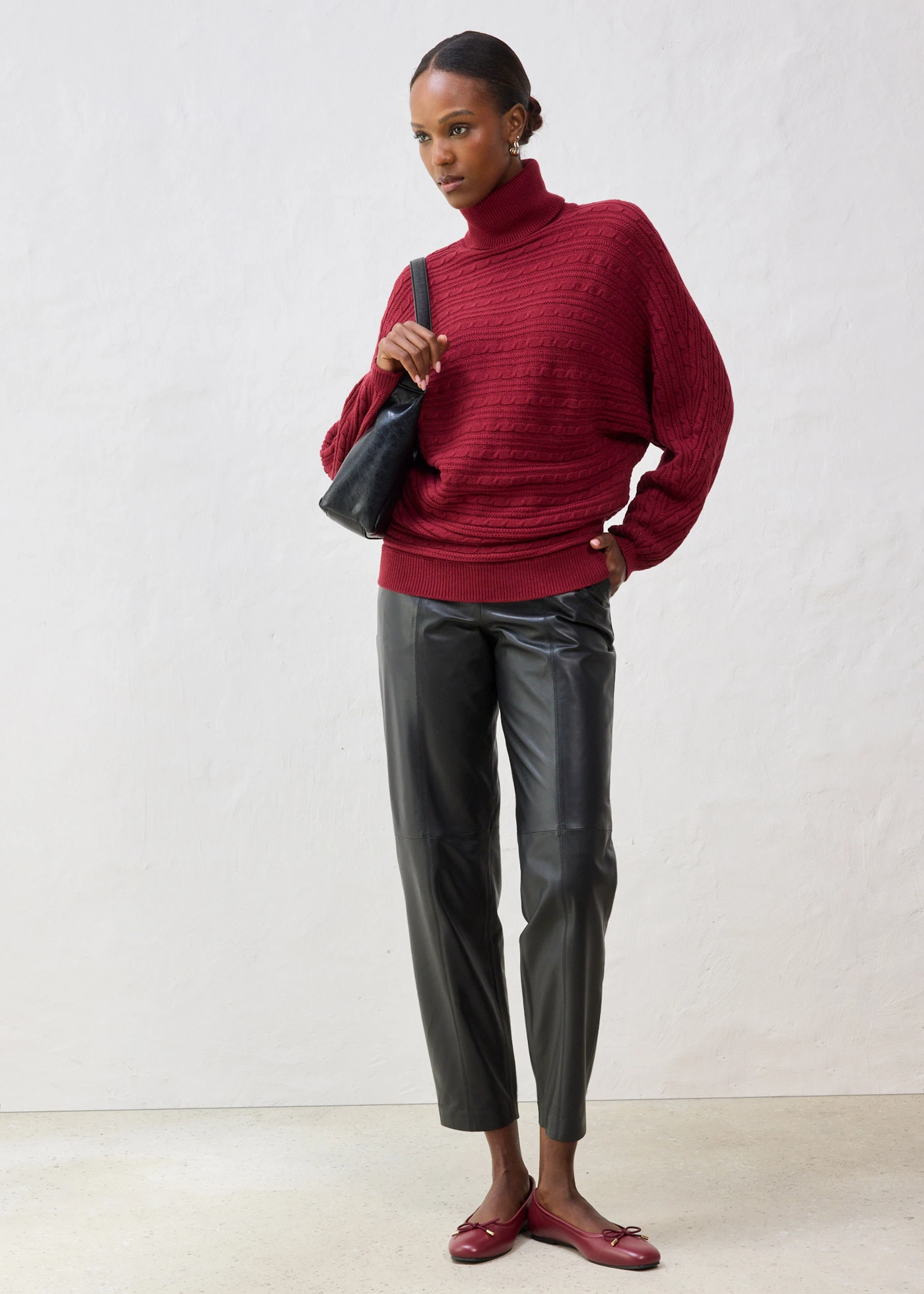 Pull en laine mérinos • rouge prune • Boutique bonprix