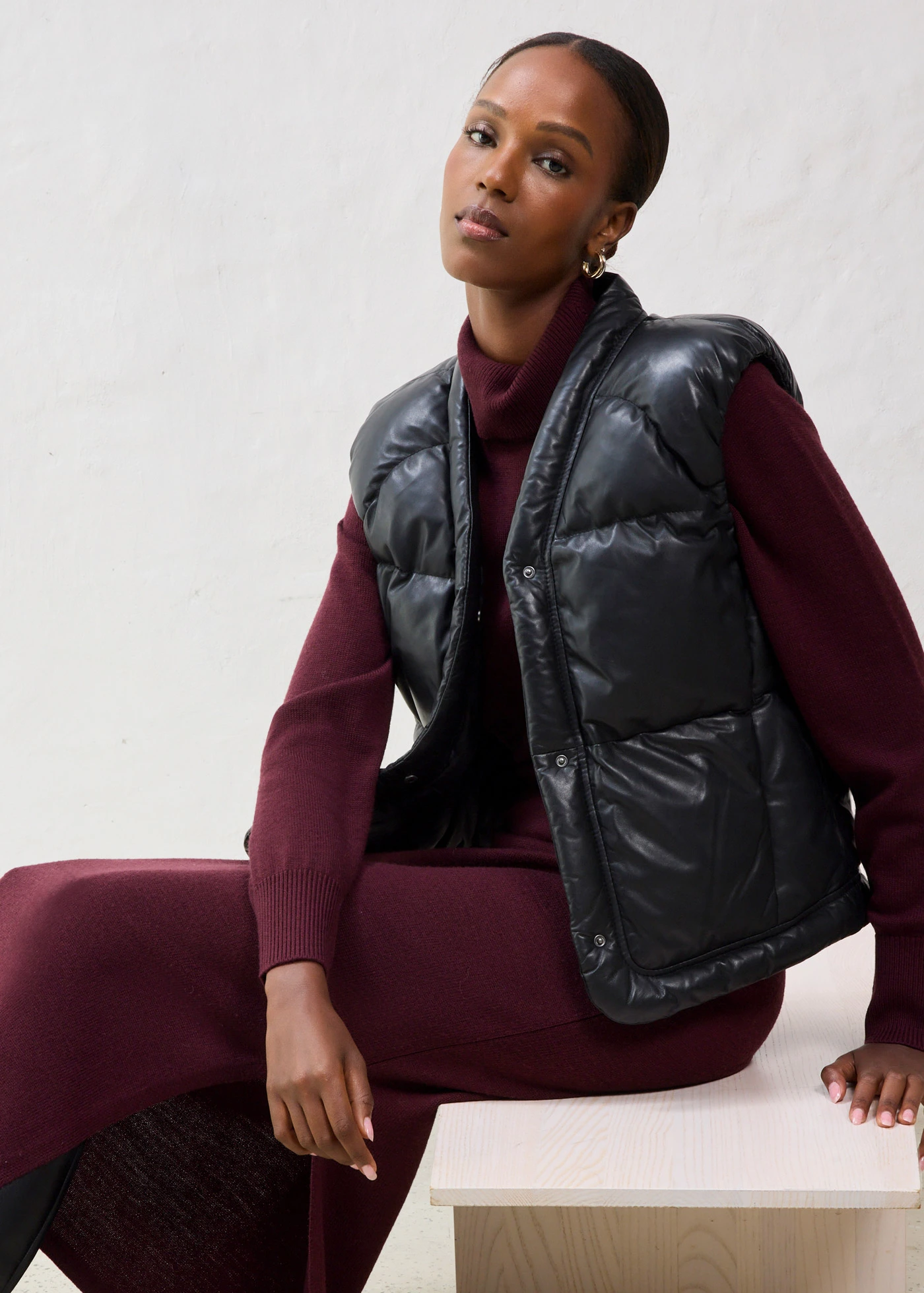 Steppelt bőrmellény bárány nappa bőrből • fekete • bonprix áruház