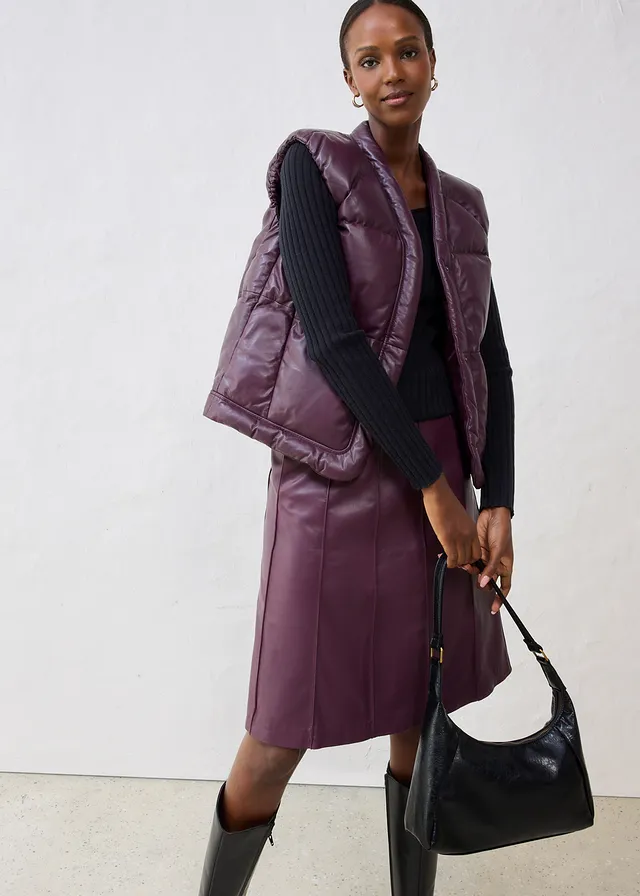 Bodywarmer van lamsleer zwart