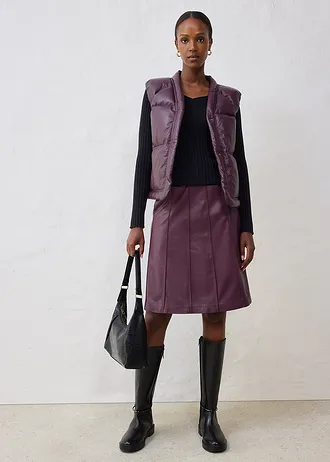 Kožená prošívaná vesta z nappa jehnětiny, barva: vínová