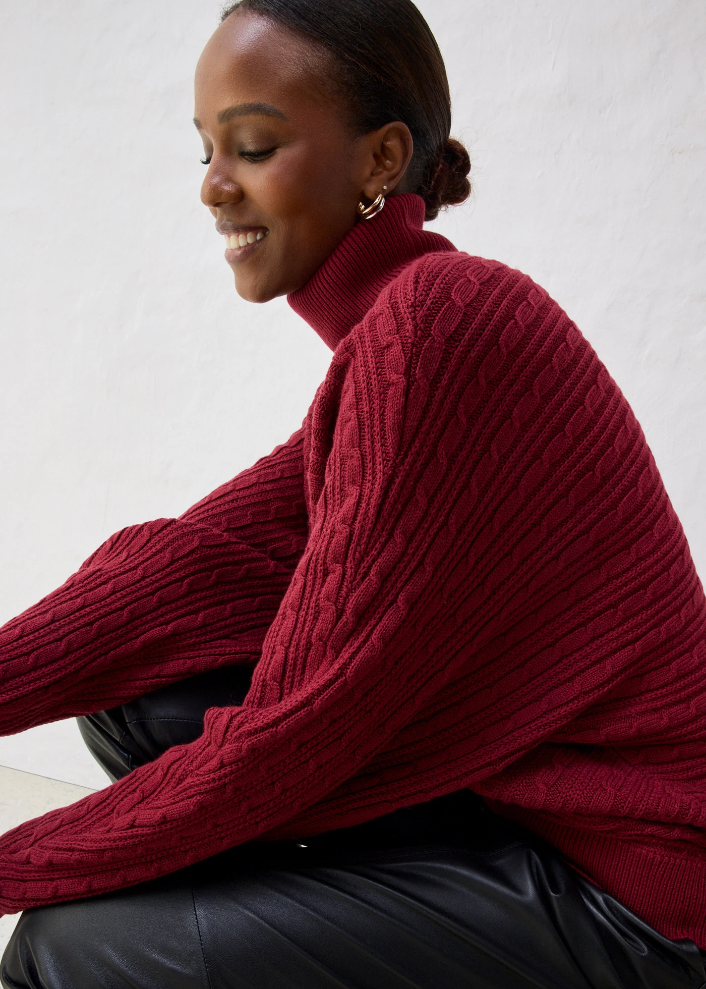 Pull en laine mérinos • rouge prune • Boutique bonprix