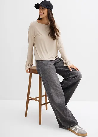 Oversize tričko ze splývavé směsi viskózy a elastanu • písková • bonprix obchod