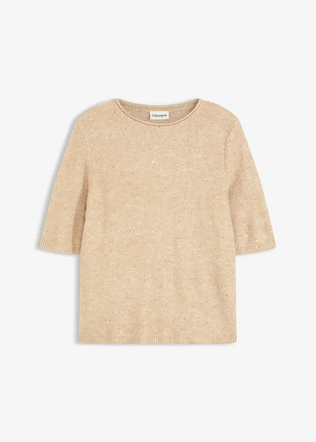 Pulóver s polovičným rukávom a flitrami