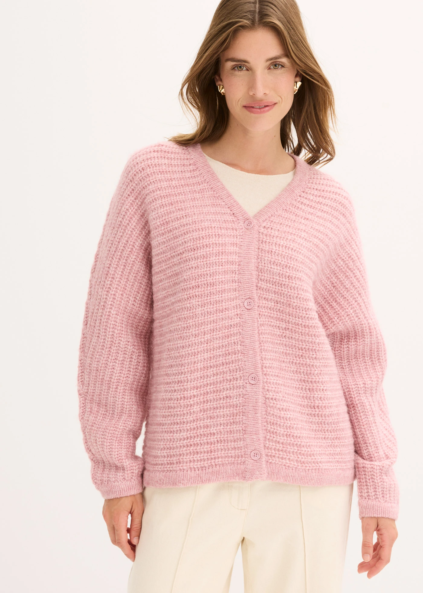 Gilet en grosse maille • rose cendré chiné • Boutique bonprix
