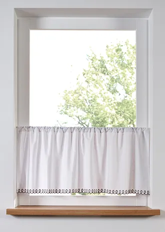 Vitrážková záclona z organické bavlny • bílo-šedá • bonprix obchod