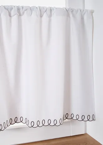 Vitrážková záclona z organické bavlny, barva: bílo-šedá