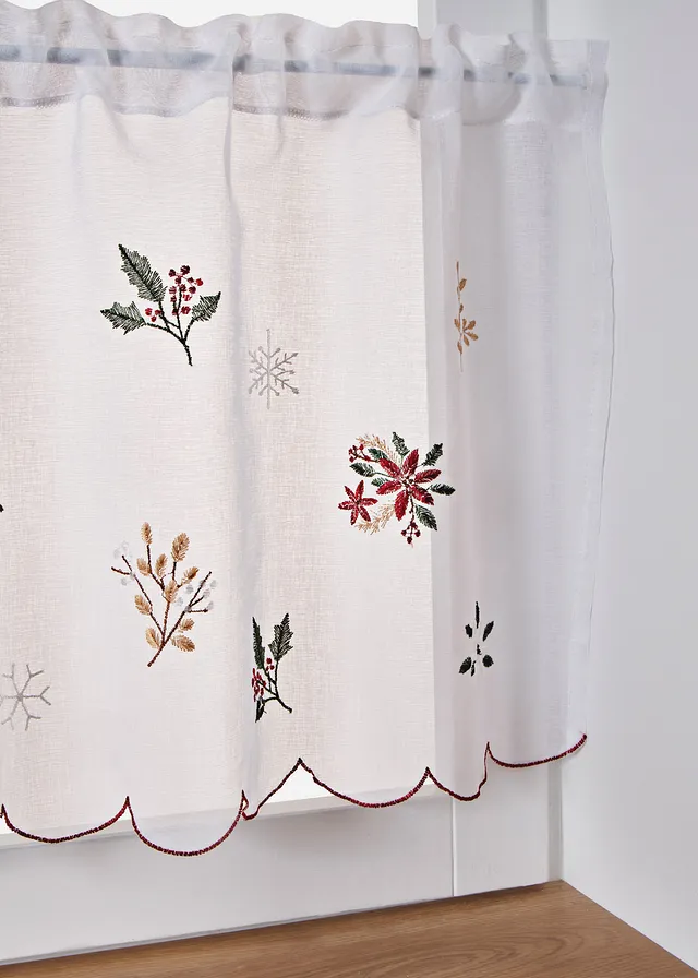 Valletje met winterse borduursels, Kleur: wit-meerkleurig