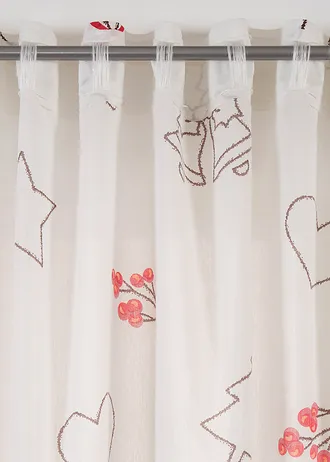 Voilage à motif de Noël (1 pce) • blanc-rouge • Boutique bonprix
