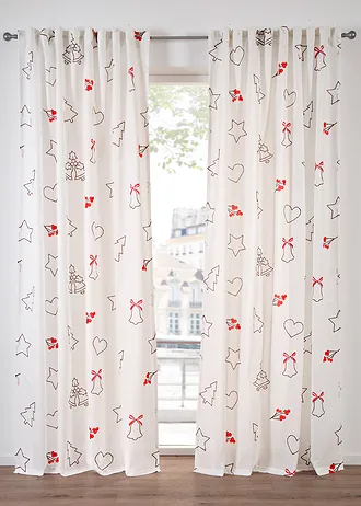 Voilage à motif de Noël (1 pce) • blanc-rouge • Boutique bonprix