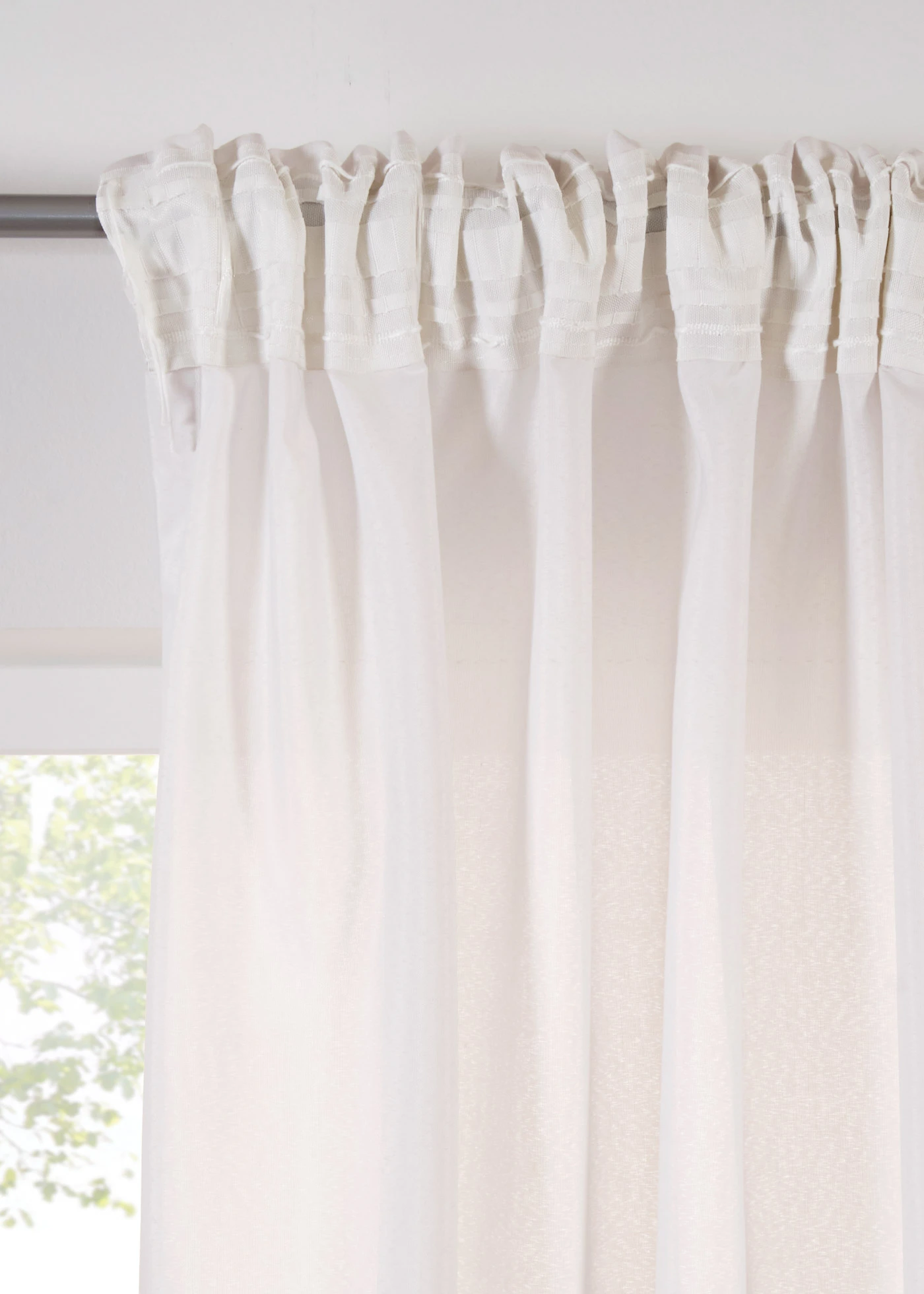 Semi transparant gordijn van duurzaam materiaal (2 stuks) • parelmoerbeige • bonprix online shop