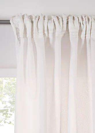 Semi transparant gordijn van duurzaam materiaal (2 stuks) • parelmoerbeige • bonprix online shop